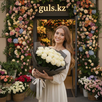 21 ақ раушан гүл шоғы